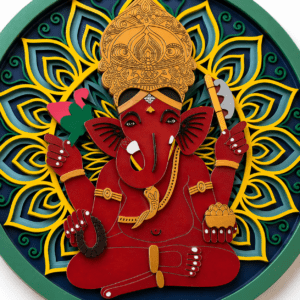 Siddhivinayak Ganapati Multi Layered Mandala Frame with LED – Premium Wooden Wall Decor by Anusaa Creations