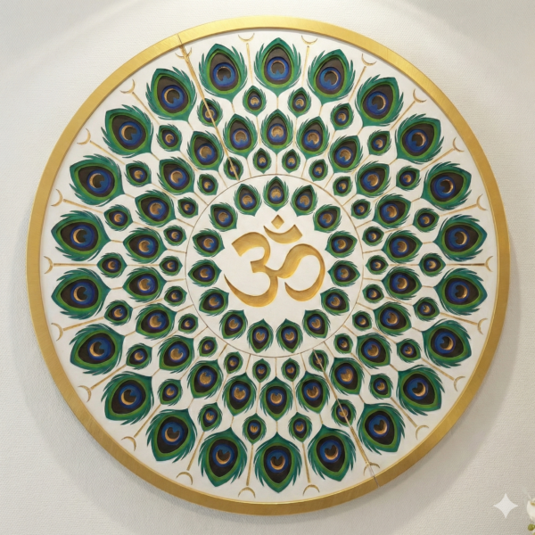 Peacock Inspired OM Mandala frame