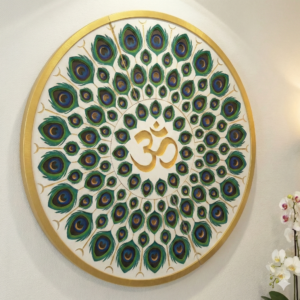 Peacock Inspired OM Mandala frame