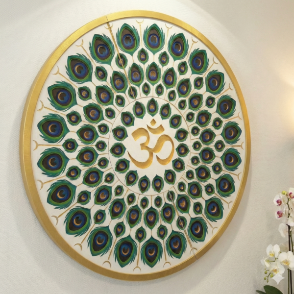 Peacock Inspired OM Mandala frame