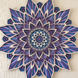 Handcrafted 9-Layer 3D Wooden Mandala Wall Art Indigo & Amethyst Geometric Decor
