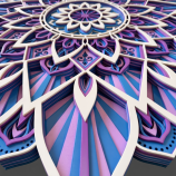 Handcrafted 9-Layer 3D Wooden Mandala Wall Art Indigo & Amethyst Geometric Decor