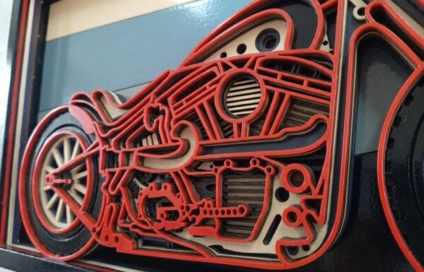 Motorcycle frame closeup photo
